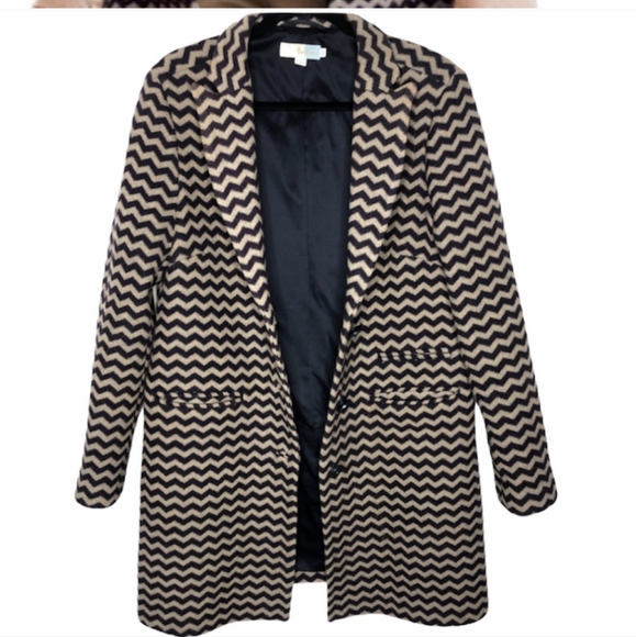 EUC Boden taupe and purple chevron wool winter coat - Picture 3 of 16